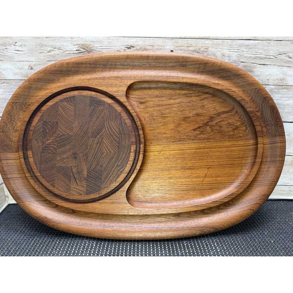 Vtg Dansk Cutting Carving Charcuterie Board Raised Teakwood Jens Quistgaard 17"
